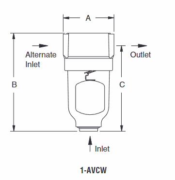 Armstrong 1-AVCW Transparent Air Vent Valve - Dimensions