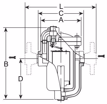 Armstrong 814/815/816 Inverted Bucket Steam Trap - Dimension Drawing