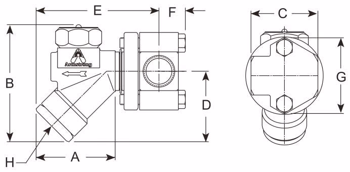Armstrong CD-3300S Series Controlled Disc Steam Trap - Dimension Drawing