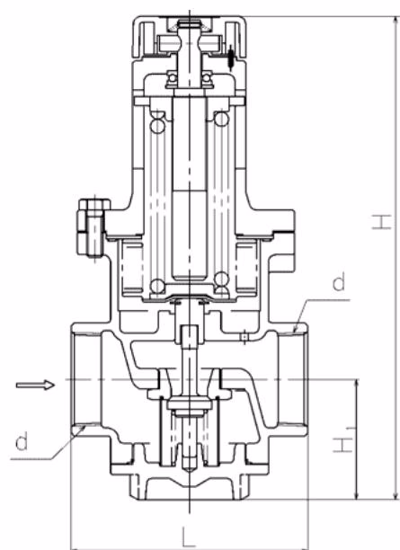 阿姆斯壮 Armstrong 直接作用式减压阀 – GD-30 系列 阿姆斯壮 Armstrong GD-30 尺寸图 DN40-DN50