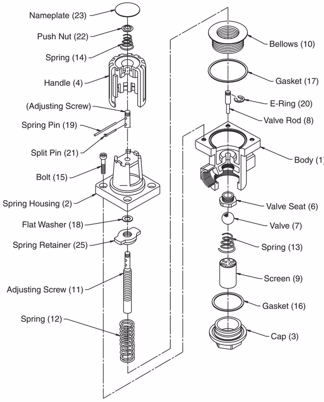 Armstrong 直接作用式减压阀 – GD-30 系列 Armstrong GD-30 Disassembly 1/2 to 1 inch