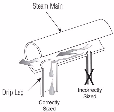 Armstrong 热静力膜盒蒸汽疏水阀 – WT 系列 Armstrong WT Series drip leg sizing diagram