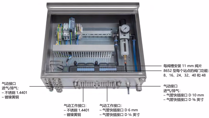 宝德 BURKERT 20010918 宝德 BURKERT 8652 型 AirLINE Quick 适配器板（不锈钢或阳极氧化铝）