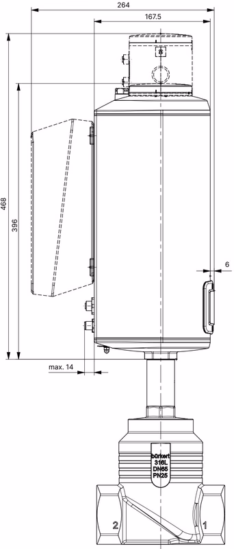 BURKERT 20032163 Bürkert 3361 dimensions for AG3 actuator