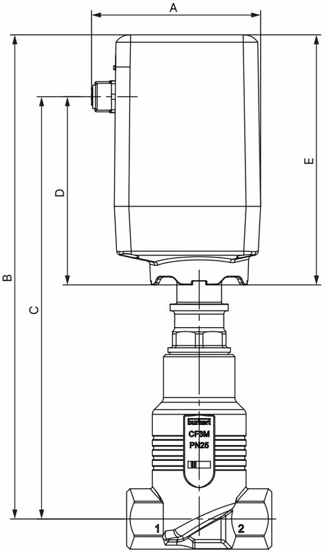 Burkert 20032576 Type 3281 actuator dimensions