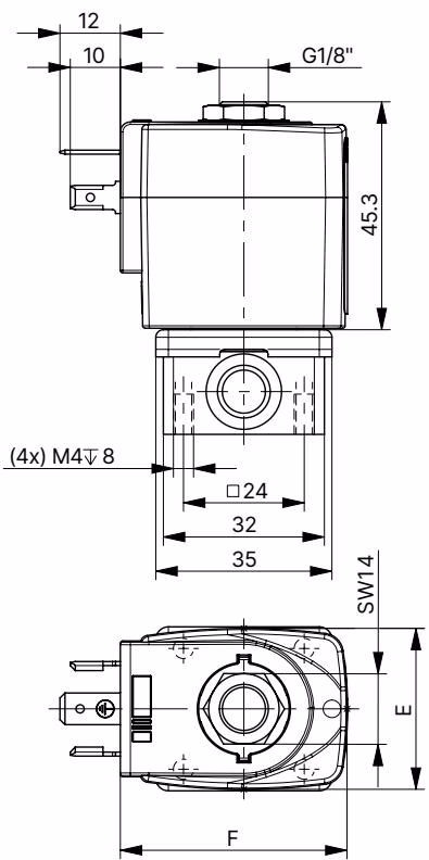 宝德 BURKERT 20036646 (6013 型) 标准版本尺寸图 1