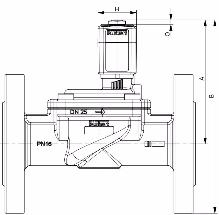 BURKERT 20045488 BURKERT 6281 dimensions for standard flange variant