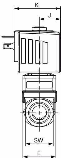 BURKERT 20047544 dimensions table for threaded variant DN 12