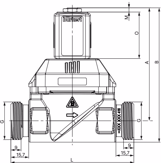 BURKERT 20051202 BURKERT 6213 dimensions for gunmetal variant with external thread