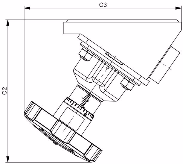 Burkert 20081992 Type 2935 manual actuator with tank bottom body dimensions