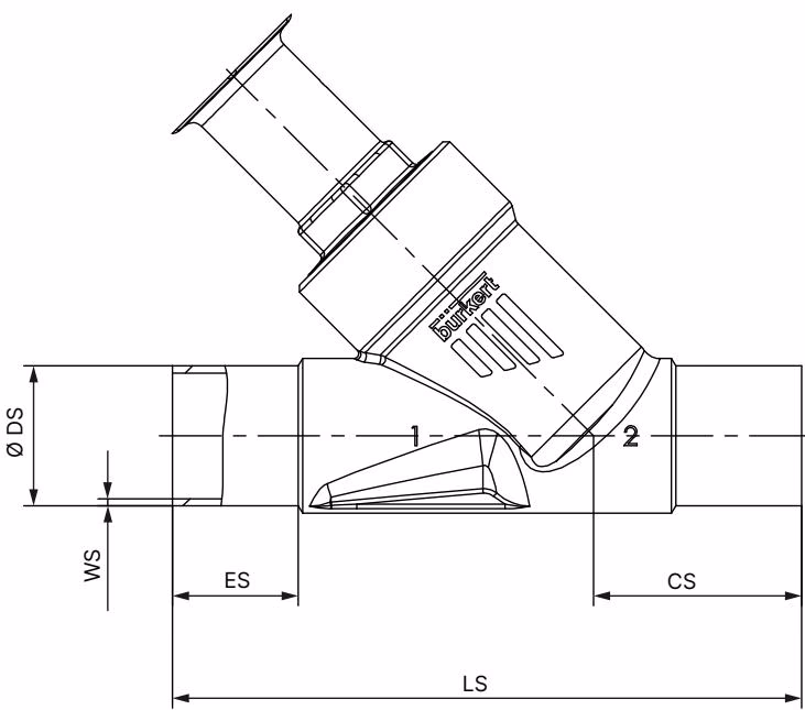 BURKERT 20083724 BURKERT Type 2920 body with welded connection dimensions