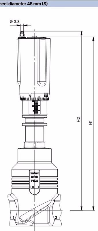 BURKERT 20089760 Type 2961 manual actuator dimensional drawing