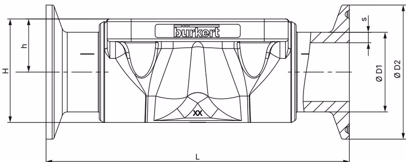 BURKERT 20093515 cast body clamp dimensions