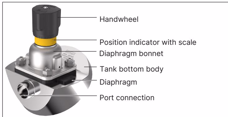 BURKERT 20112076 BURKERT Type 2935 manual tank bottom diaphragm valve