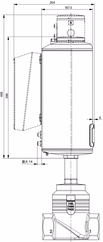宝德 BURKERT 20112160 宝德 BURKERT 3361 型 AG3 执行机构尺寸