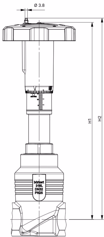 BURKERT 20117041 Type 2921 actuator dimensions