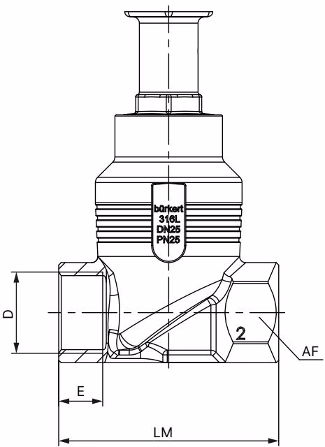 BURKERT 20117041 Type 2921 body with threaded connection dimensions