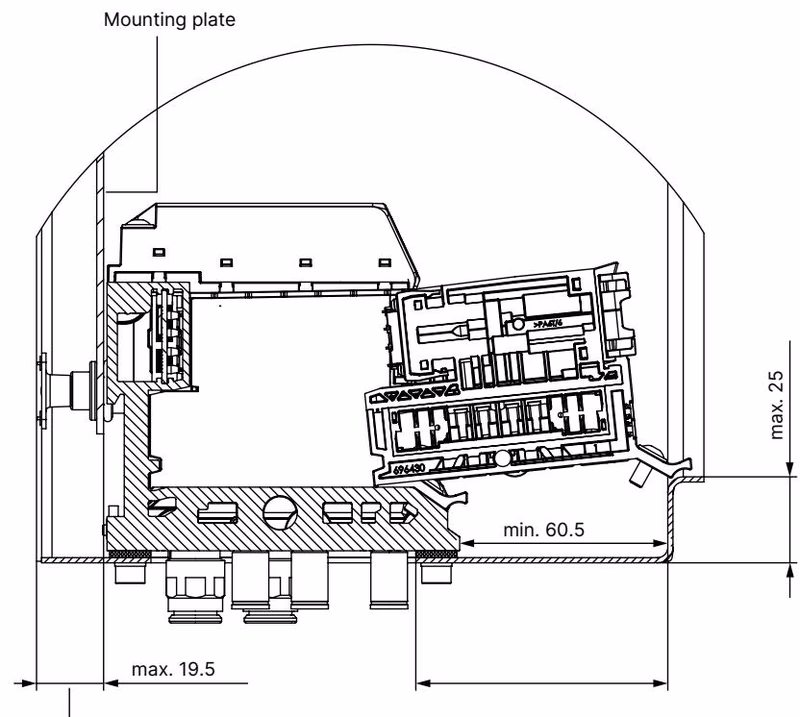 BURKERT 20131371 Burkert Type 8652 installation situation and clearance inside the control cabinet