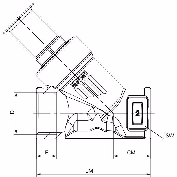 宝德 BURKERT 20137400 宝德 (Burkert) 2920 型带螺纹接口的阀体尺寸