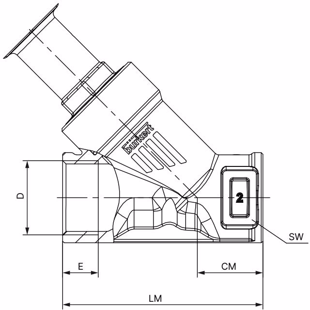 BURKERT 20137400 Burkert 2920 body with threaded connection dimensions
