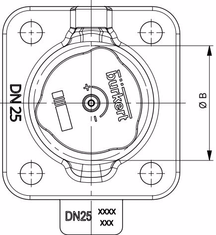 Burkert 20142575 Manual actuator dimensions