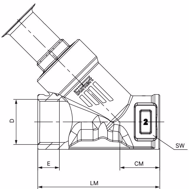 BURKERT 20142714 BURKERT Type 3360 body with threaded connection dimensions