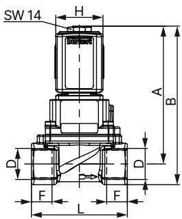 宝德 BURKERT 307272 螺纹版本 DN 13 尺寸图