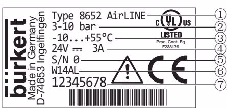 BURKERT 323275 BURKERT 8652 general label for potentially explosive areas
