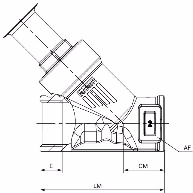 BURKERT 351520 Type 2100 threaded body dimensions