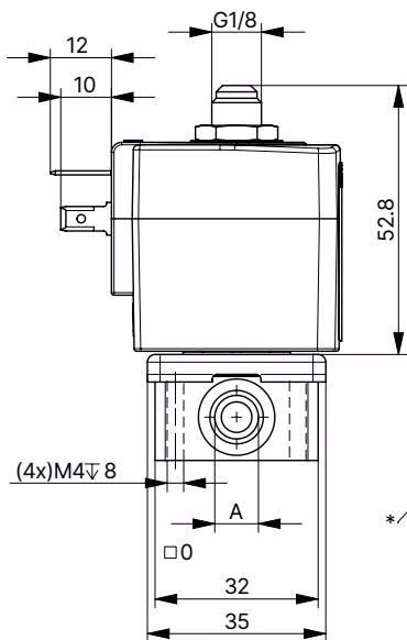 BURKERT 351979 BURKert Type 6014 dimensions for standard variant