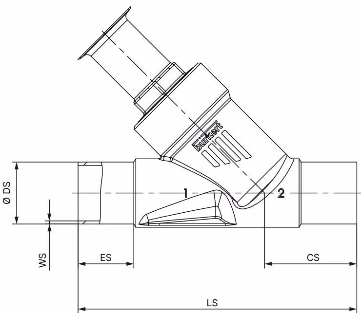 BURKERT 355464 Burkert Type 2300 body with welded connection dimensions