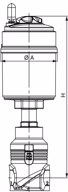 BURKERT 361520 Type 2101 actuator dimensions