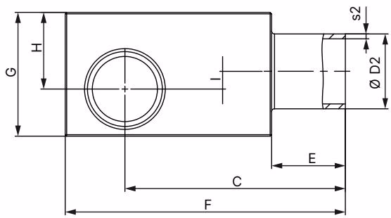 BURKERT 368714 Burkert 2104 T-body with welded connection dimensions