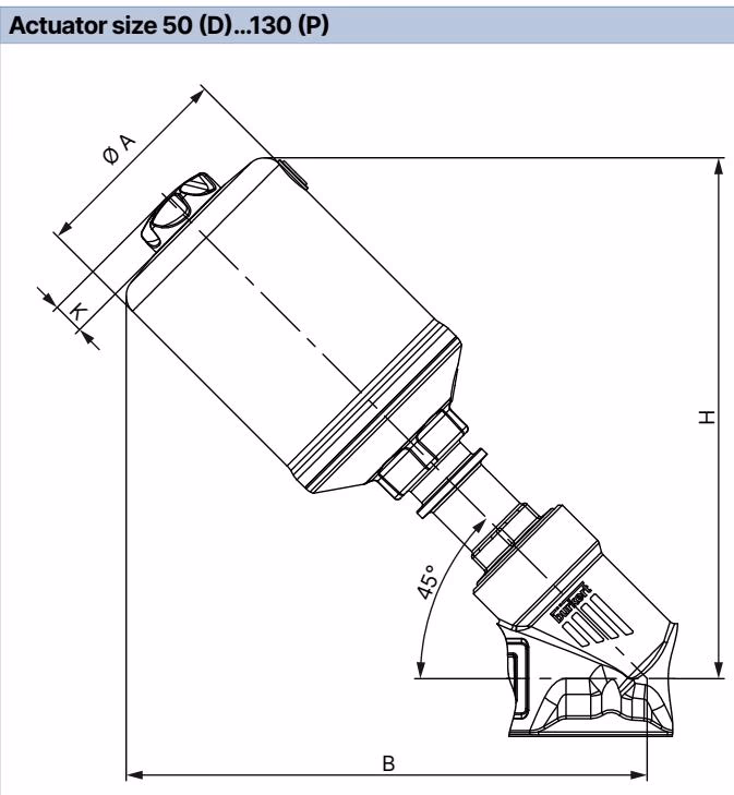 BURKERT 387637 Bürkert Type 2060 actuator dimensions diagram