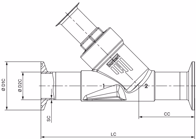 BURKERT 387641 Type 2060 clamp connection dimensions