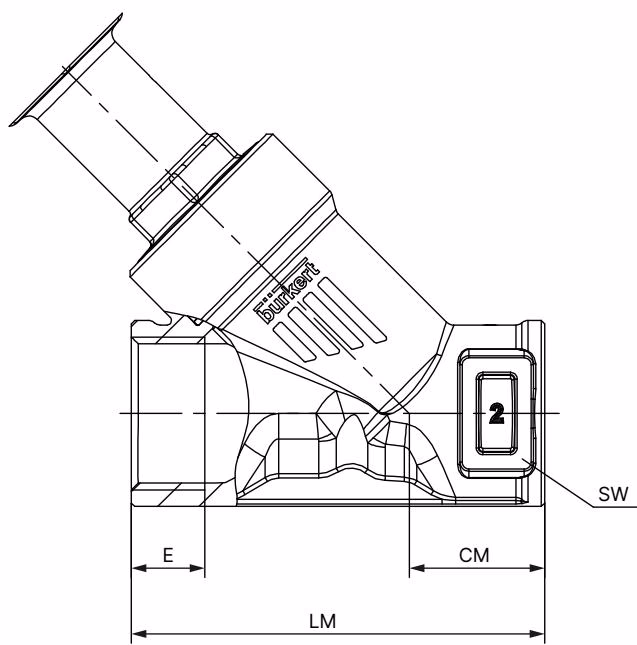 BURKERT 387868 BURKERT Type 2060 body with threaded connection dimensions