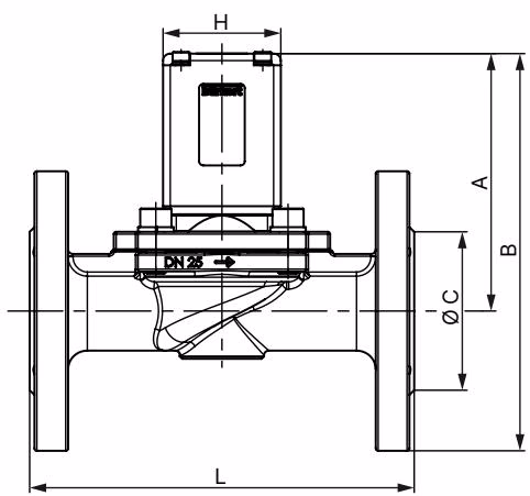BURKERT 43683 Type 0290 dimensions for flange variant