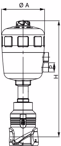 BURKERT 466450 Type 2012 actuator dimensions drawing