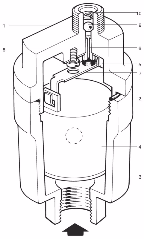Spirax Sarco AE36/AE36A Automatic Air Vent Valve for Liquid Systems - Structure Drawing