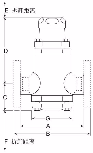 斯派莎克 Spirax Sarco BRV71/BRV73 球墨铸铁直接作用减压阀 - 尺寸图