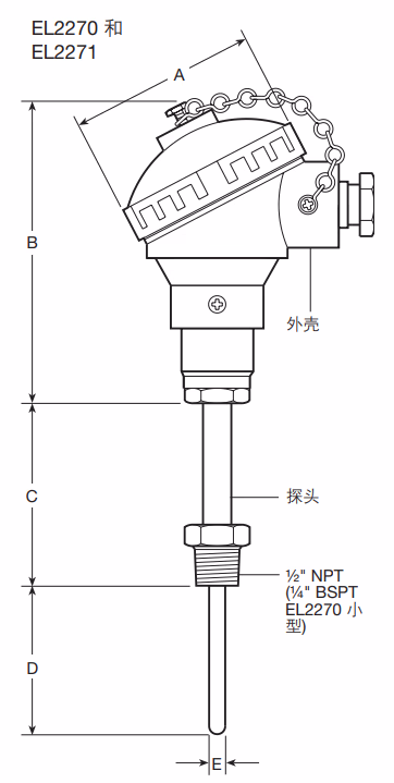 斯派莎克 EL2270/EL2271 温度感应�?- 尺寸图