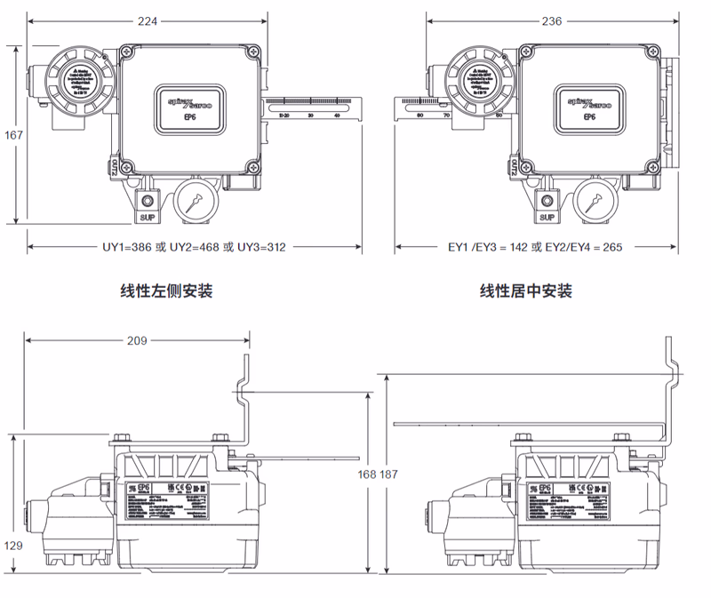 斯派莎克 Spirax Sarco EP6 ATEX电气定位器-线性左侧安装/线性居中安装