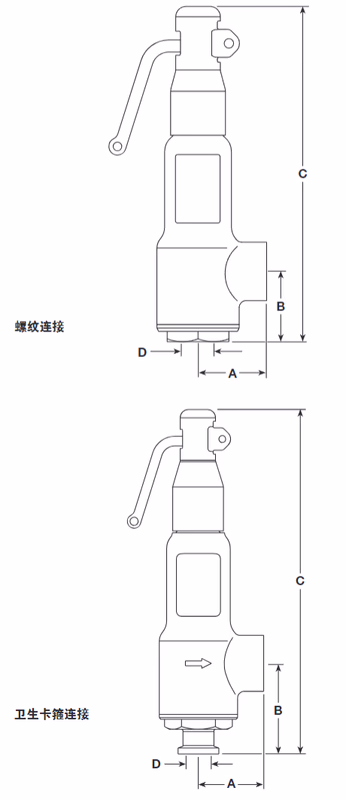 Spirax Sarco SV615 AS bronze safety valve – dimensions