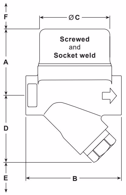 Spirax Sarco TDC46M Dimensions - Screwed and Socket Weld
