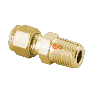 Swagelok B-15M0-1-8RT Brass Male Connector, 15 mm Tube OD x 1/2 in. Male ISO Tapered Thread