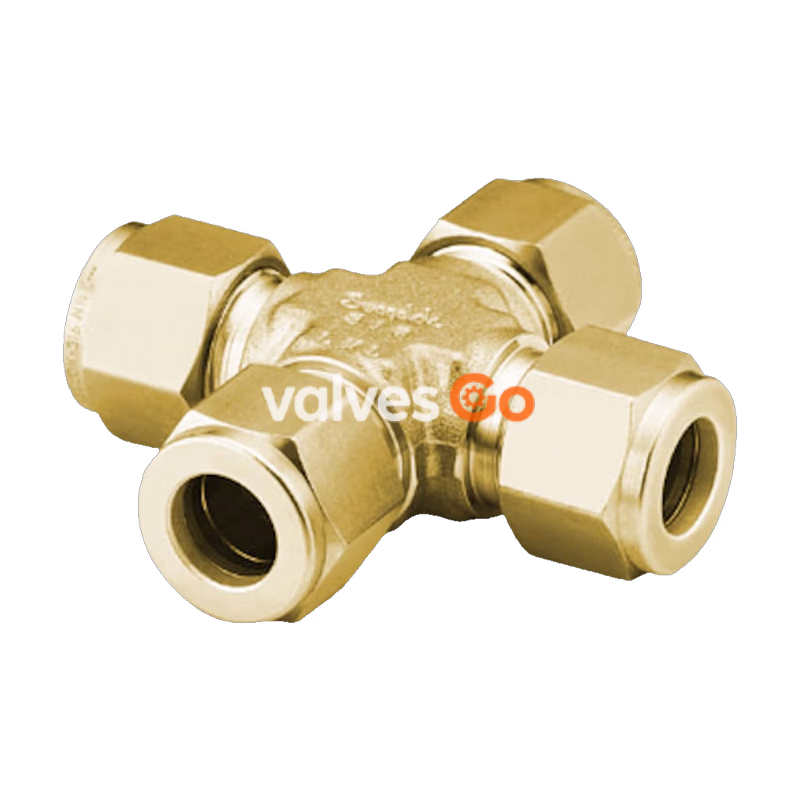 Swagelok B-200-4 Brass Tube Fitting, Union Cross, 1/8 in. Tube OD