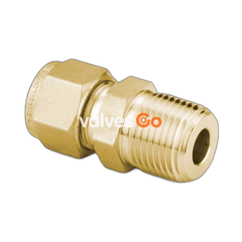 Swagelok B-6M0-1-2 Brass Male Connector, 6 mm Tube OD x 1/8 in. Male NPT