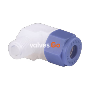 Swagelok PFA-420-2-4 90° Male Elbow, PFA, 1/4 in. Tube Fitting x 1/4 in. Male NPT