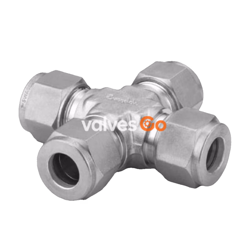 Swagelok SS-10M0-4 Union Cross, 10 mm Tube OD, 316 Stainless Steel
