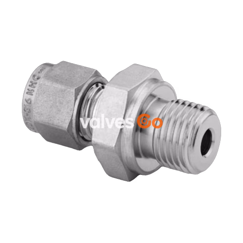 Swagelok SS-18M0-1-12RP Male Tube Connector, 18 mm Tube OD x 3/4 in. Male ISO Parallel Thread